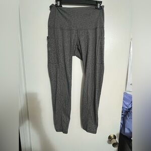 Salty Honey Gray Leopard Print Leggings with pockets on both sides.